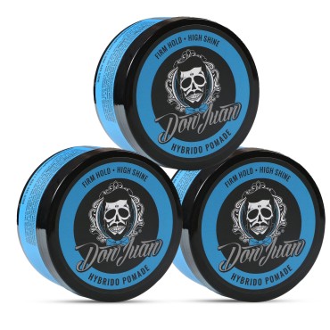 Don Juan Hybrido Pomade 4 Ounce Pack Of 3 | Water Based | Strong Hold | High Shine | Natural Plant Extracts and Ocean Minerals | Summer Sea Breeze Scent