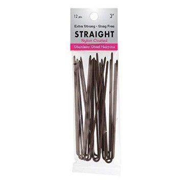 Marilyn Faye's U-Shaped Straight Hair Pins (Set of 12) (3 inch, Brown)