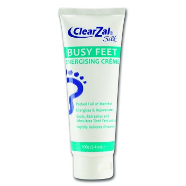 Clearzal Busy Feet Cooling Energizing Foot Cream, Packed with Menthol for Pain Relief for Tired Achy Feet, Refreshes and Rejuvenates, Helps to Provide Relief from Neuropathy, 3.4 Ounce Tube