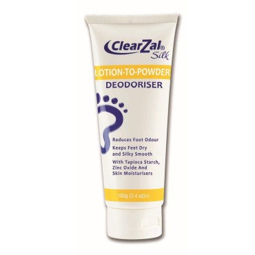 Clearzal Lotion to Powder, Deodorizing and Odor Eliminating Foot Cream That Goes On As a Cream and Dries To Powder, Leaves Feet Dry and Silky Smooth, 3.4 Ounce Tube