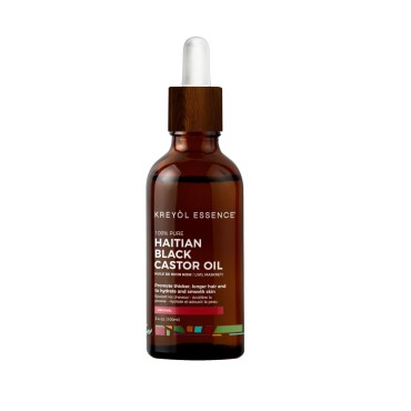 Kreyol Essence - Haitian Black Castor Oil, Original 3.4 Oz Bottle - Hair growth, Thicker Brows and Longer Eyelashes, Not tested on animals, Paraben Free, Natural Ingredients, Sustainable Development,