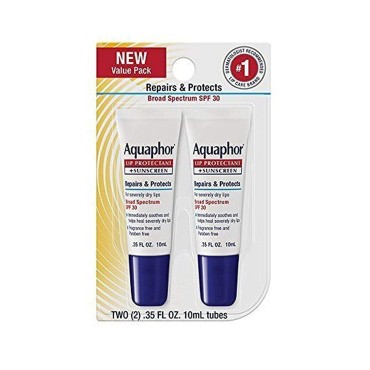 Aquaphor Lip Repair & Protect Tube Blister Card Dual Pack, 0.35 Ounce