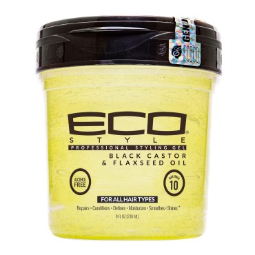 Eco Style Black Castor and Flaxseed Oil Styling Gel - Helps Nourish and Repair Damaged Hair - Promotes Healthy Scalp - Provides Superior and Weightless Hold - Delivers Long Lasting Shine - 8 oz