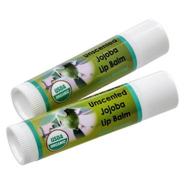 2 Pack Organic UnscentedLip Balms with over 70% Jo...