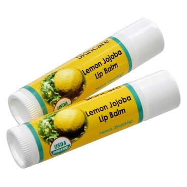 2 Pack Organic Lemon Lip Balms with over 70% Jojob...