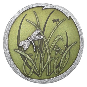 Danforth Pewter Dragonfly Purse Mirror - Vintage Pewter & Green Hand-Held Mirror for Women - Cute Mirror for Girls - Handmade Nature Gift Accessories, Made in USA (3 inches)