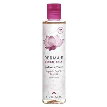 DERMA E Radiance Toner - Facial Toner with Glycolic Acid and Rooibos - Brightening and Exfoliating Toning Solution Refreshes and Purifies Skin, 6 oz