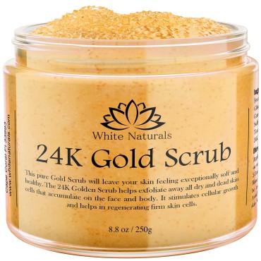 24K Gold Scrub, Exfoliate Face & Body Salt Scrub W...