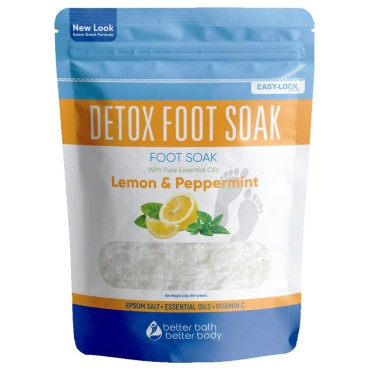 Detox Foot Soak (2 LBs) Epsom Salt Foot Soak with Lemon & Peppermint Essential Oils