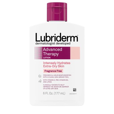 Lubriderm Advanced Therapy Lotion, Fragrance-Free, 6 Fl. Oz (Pack of 4)