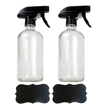 DII Chalkboard Label Refillable Glass Spray Bottle Set, 16 oz, Clear S/2