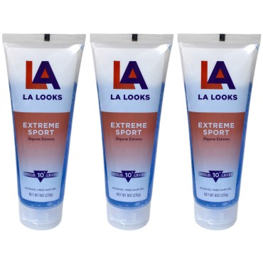 L.A. LOOKS SPORT EXTREME HOLD GEL (8 Oz (3 Pack))