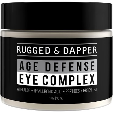 Rugged & Dapper Men's Eye Cream for Dark Circles, Puffiness, Wrinkles & Puffy Eyes, Unscented Gel with Hyaluronic Acid, Vitamin E, Argan Oil, 1 Fl Oz