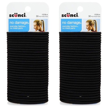 Scunci No Damage Elastics, Black (30 pcs (2-Pack))...