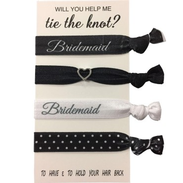 Bridesmaid Ribbon Hair Ties No Crease Elastics Handtied Ouchless Ponytail Holders Hair Band Bracelet Favors for Bachelorette Parties Bridal Showers