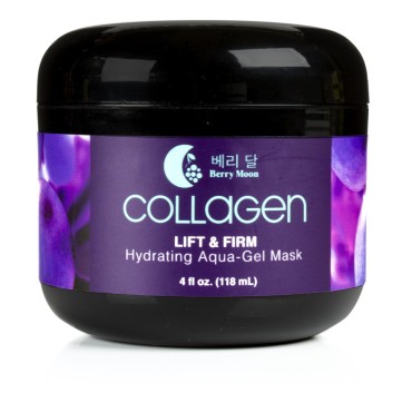 Berry Moon Anti-Aging Collagen Mask for hydration, dark spots, and enlarged pores. With rosewater and coconut oil. Large 4oz jar.