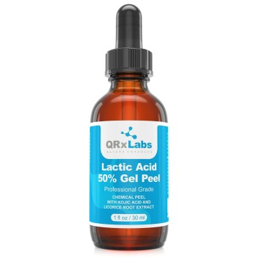 Lactic Acid 50% Gel Peel with Kojic Acid and Bearberry & Licorice Root Extracts - Professional Grade Chemical Face Peel - Alpha Hydroxy Acid - 1 Bottle of 1 fl oz