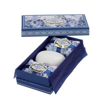 PortusCale/Castelbel - Gold & Blue Collection - Fragranced Soaps Set (3 x 5.29oz / 150gr) Luxury gift Box