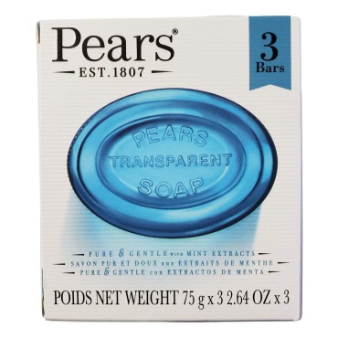 Pears Soap with Mint Extract, 3.5 Ounce Bars, 3 Each