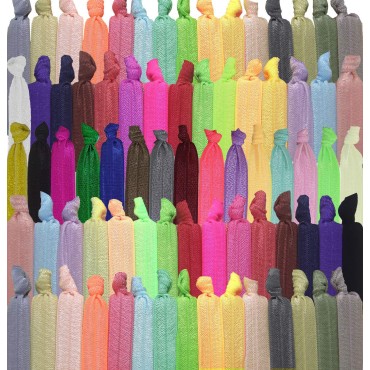 79STYLE 100Pcs No Crease Fabric Hair Ties For Women. Soft Ribbon Hair Ties Knotted Ponytail Holders No Break Hair Bands Flat Bulk Cloth Elastics No Damage Hair Ties For Girls (Multiple-20 Colored)