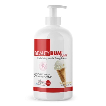 BeautyFit BeautyBum Pump Redefining Muscle Toning Lotion - Tightens Skin and Improves Appearance - Enhances Natural Elasticity and Firmness - Sculpt and Tone Problem Areas - Vanilla Shuga - 16 oz