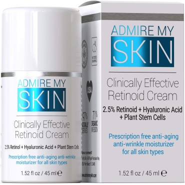 Admire My Skin Potent Retinoid Cream - Anti Aging Retinol Cream Moisturizer to Help Clear Acne Prone Skin, Eliminate Wrinkles and Provide You With That Healthy Youthful Glow