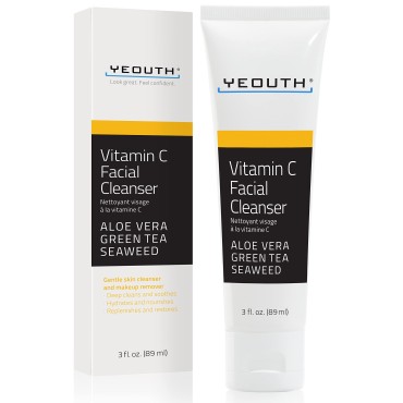 Yeouth Vitamin C Facial Cleanser with Aloe Vera, All Skin Types, 3 fl oz