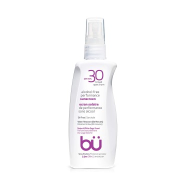 Bu SPF 30 Ultrafine WOWmist Sunscreen Spray - Clear, Non Greasy, Non Toxic, Non Comedogenic. Sweat & Water-Resistant. Travel, Sport, Sensitive Skin (White Sage, 3.3 oz)