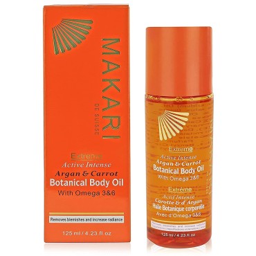 Makari Extreme Active Intense Botanical Body Oil (125 ml) | Softens, Conditions, Hydrates, and Rejuvenates Skin | Helps Fade Marks, Blemishes, and Spots | Recommended for All Skin Types
