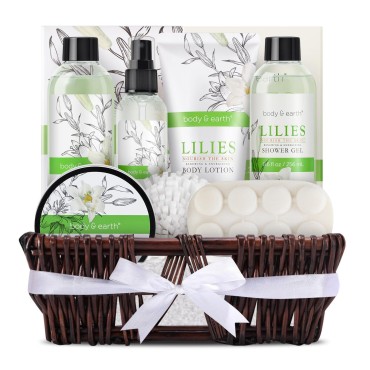 Bath and Body Gift Basket Body & Earth 10 Piece Set Lily Home Spa Set for Women