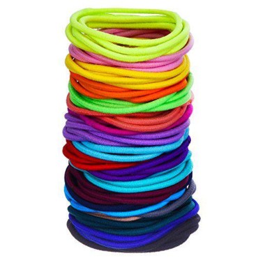 100 Pieces Hair Elastics Hair Ties Ponytail Holders Hair Bands (5 x 0.3 cm, Multicolor)