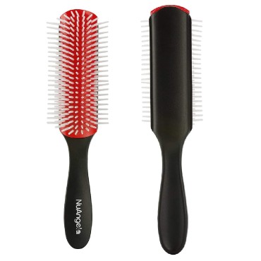 NuAngela 9 Rows Hair Brush, Easy Clean Removable Hairbrush For Styling Detangling Shaping Smoothing Blow-Drying Separating,Defining Curls For Curly Hair
