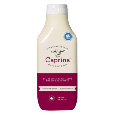 Caprina by Canus Amazing Body Wash With Fresh Canadian Goat Milk Gentle Soap Moisturizing Vitamin A, B2, B3 & More, Original, 16.9 Fl Oz