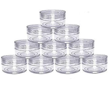 JOYWEE 10gram/10ml Round Clear Empty Container Jars with Clear Screw Lids Bulk for Lip Balms, Makeup Samples - BPA Free (40 Pack, Clear)