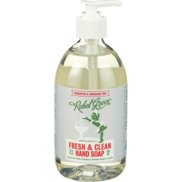 Rebel Green Liquid Hand Soap - Natural Hand Soap Pump Bottles - Bathroom & Kitchen Hand Soap - Hand Wash Unscented - (16.9 oz Bottles, 4 Pack)