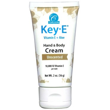 Carlson - Key-E Hand & Body Cream, Vitamin E & Organic Aloe, 10000 IU Vitamin E, Fragrance-Free, 2 oz