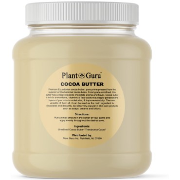 Raw Cocoa Butter 3 lbs. Bulk Jar - 100% Pure Natural Unrefined FOOD GRADE Arriba Nacional Cacao Bean, Great For Chocolate Making, Soap, Lip Balm and Moisturizer For DIY Body Butters