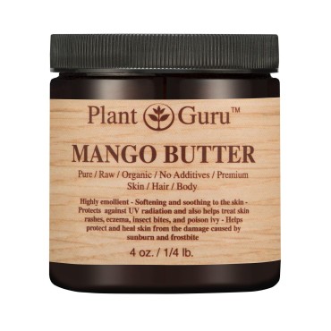 Raw Mango Butter 4 oz 100% Pure Natural Cold Pressed. Skin Body and Hair Moisturizer, DIY Creams, Balms, Lotions, Soaps. 4 Ounce