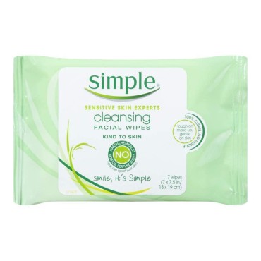 Simple Kind To Skin Cleansing Facial Wipes, Travel Pack, 7-Count (Pack of 5)