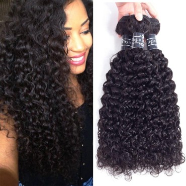 Amella Hair 8A Brazilian Curly Hair Weave 3 Bundles (14 16 18 inch,285g) Virgin Kinky Human Hair 100% Unprocessed Hair Weft Extensions Natural Black Color