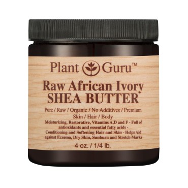 African Shea Butter Raw Unrefined 100% Pure Natural Organic Ivory Grade A - 4 oz - DIY Body Butters, Lotion, Cream, lip Balm & Soap Making Supplies, Eczema & Psoriasis Aid, Stretch Mark Product