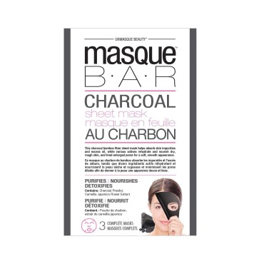 masque BAR Charcoal Sheet Mask - Charcoal Masks, 3-set