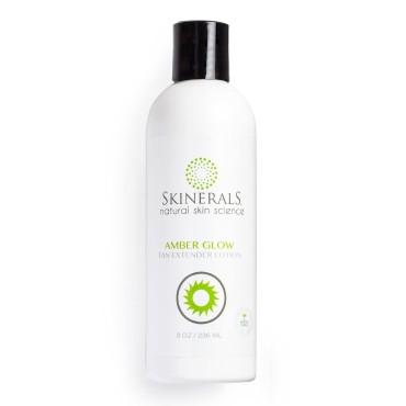 Skinerals Amber Glow Tan Extender Lotion with Organic and Natural Ingredients, 8 Oz Bottle