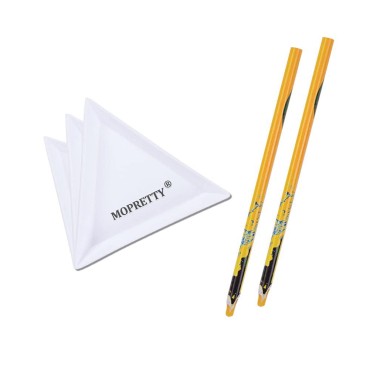 Crystal Pick up Tool Rhinestones Picker Pencil Nail Art Gem Wax Pen Yellow 2pcs + 3 Triangular plates