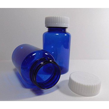 Plastic Wide Mouth Packer Medicine Bottles and Caps Cobalt Blue 150cc 5 Ounce Size Package of 12 Units