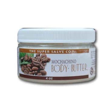 Mochachino Body Butter, 4oz, by Super Salve, Coffee-Chocolate Scented Moisturizer with no Greasy Residue