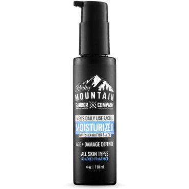 Rocky Mountain Barber Company Men's Face Moisturizer - With Shea Butter, Jojoba Oil, Argan Oil & Vegetable-Derived Glycerin - Fragrance-Free Formula For All Skin Types