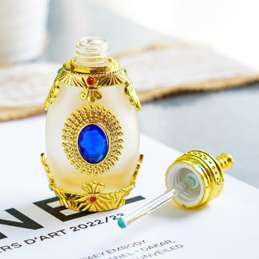 YU FENG Sapphire Crystal Glass Perfume Bottle Empty Refillable Fancy Retro Style for Essential Oils