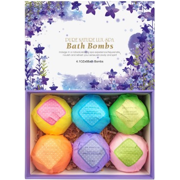 Bath Bombs Gift Set - Ultra Bubble XXL Fizzies (6 x 4.1 oz) with Natural Dead Sea Salt Cocoa and Shea Essential Oils, The Best Birthday Gift Idea for Her/Him, Wife, Girlfriend, Women, Kids