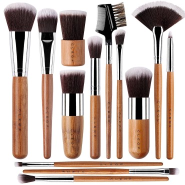 13 Bamboo Makeup Eye Brow Brushes Professional Set...